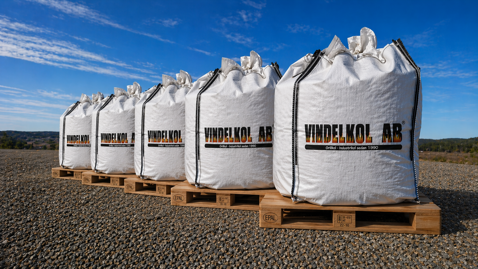 biokol i 1400 liters säckar